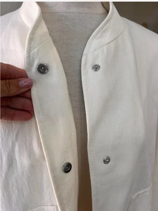 Zara Linen Blend Oversized Bomber Jacket in Cream - Size S - Picture 5 of 10